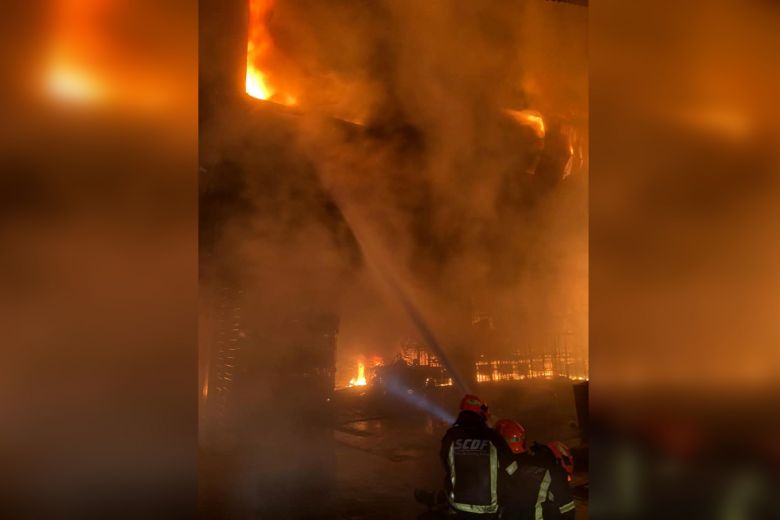 Fire breaks out in an industrial area in Tuas