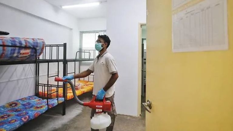 Cleanliness and sanitation at 4 isolated foreign worker dormitories