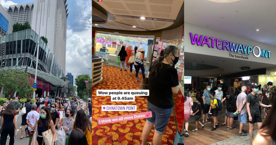 Crowds return to Orchard Road, long lines at mall entrances as shops reopen after more than 2 months