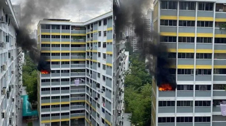 A fire broke out at Block 419 Fajar Road on Aug 16, 2020.
