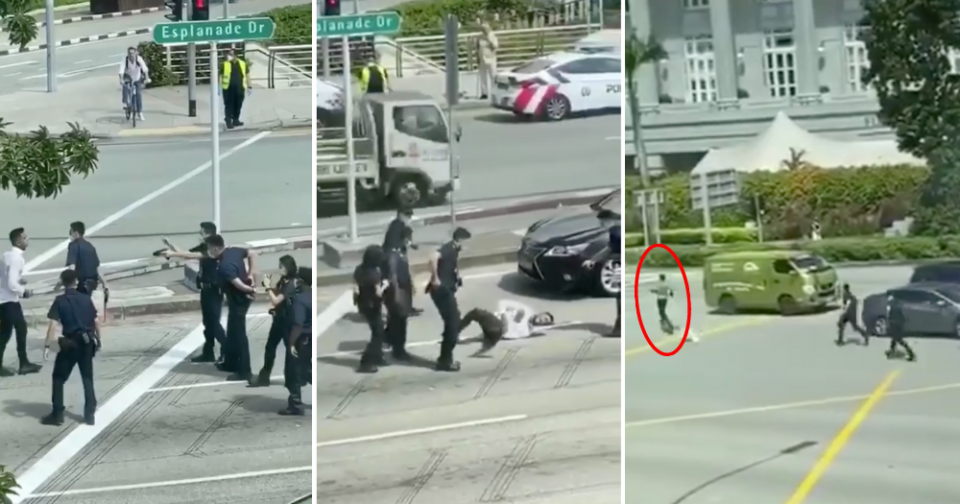 Man surrounded by 5 police officers at Esplanade Drive, gets tased