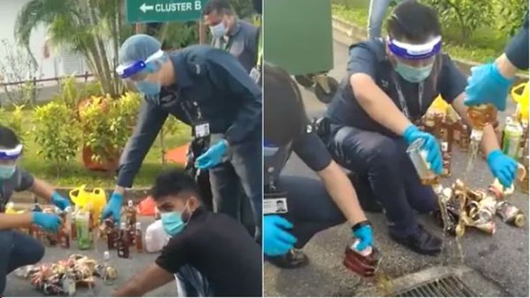 Certis investigating after auxiliary police officers poured alcohol down drain at Tuas View Dormitory