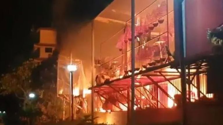 Sembawang God of Wealth temple on fire