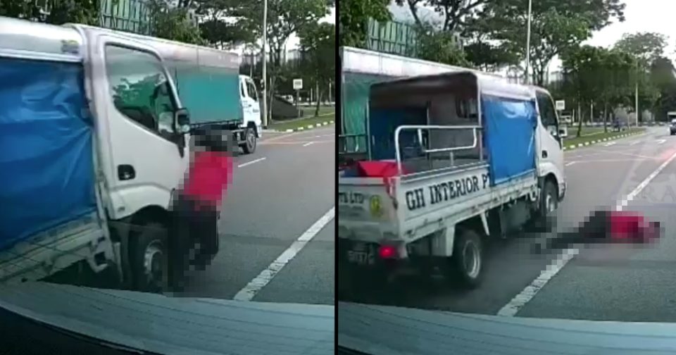 Singapore Jaywalker rammed lorry