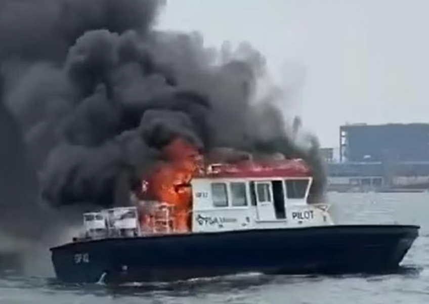 PSA Marine boat catches fire in western Singapore port waters