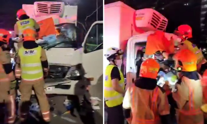 driver-trapped-in-lorry-after-collision-with-tipper-truck